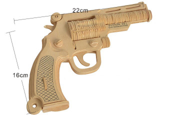 儿童益智玩具diy拼装模型木制3D立体拼图拼板积木精品左轮手枪