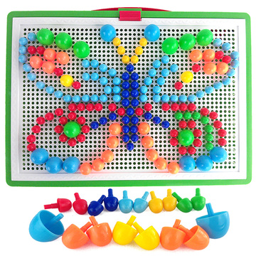 【天天特价】儿童蘑菇钉百变组合插板宝宝拼图拼插益智力玩具礼物