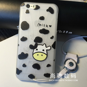 韩国卡通iPhone6手机壳 苹果六plus全包高档防摔带挂绳挂脖硅胶套