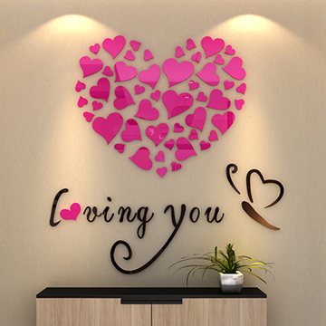 爱心 3D立体亚克力情侣墙贴客厅卧室房间床头贴纸装饰品贴画包邮