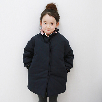 韩国正品新款冬装女童韩国棉服儿童棉袄中大童加厚棉衣外套中长款
