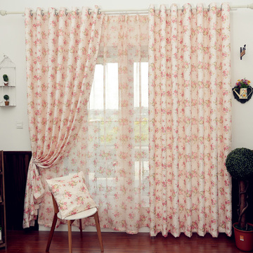 布料成品高档韩式田园风卧室客厅半遮光成品布艺窗帘定制