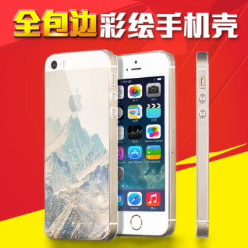 花絮苹果5s手机壳透明软壳iphone5s超薄硅胶保护套ip5简约彩绘壳