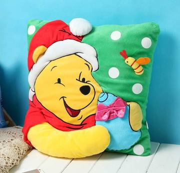 锦家 正版迪士尼立体维尼熊大靠垫 精致抱枕靠枕节日气氛圣诞