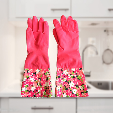 冬天加长加厚保暖加绒里乳胶橡胶家务手套洗碗洗衣服防水接袖耐用