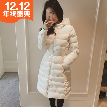 棉衣女2015韩国冬装新款中长款连帽收腰显瘦棉服加厚保暖棉袄外套