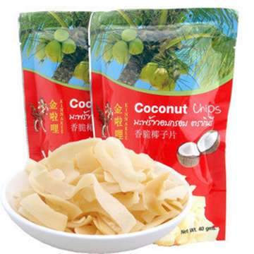 正宗泰国特产金啦哩 香脆烤椰子片 椰子干 40g果干休闲零食包邮