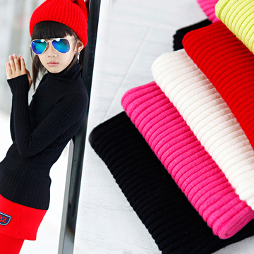 女童高领毛衣2015新款冬装韩版中大童弹力上衣百搭套头针织打底衫