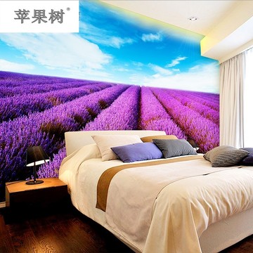 欧式大型壁画墙纸 客厅电视背景墙卧室婚房床头浪漫壁纸 薰衣草