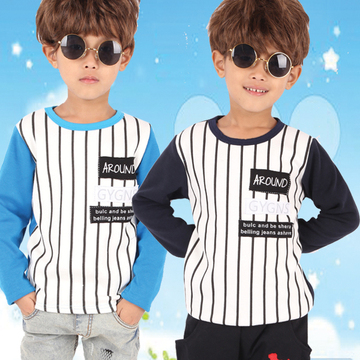 秋冬2015加绒男童儿童保暖卫衣韩版长袖T恤 打底衫潮两件包邮