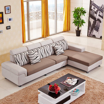 时尚简约现代大小户型客厅家具拼接色转角沙发组合福州布艺沙发