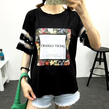 2015新款短袖t恤女夏季女装大码中长款纯色宽松半袖韩版上衣T恤潮