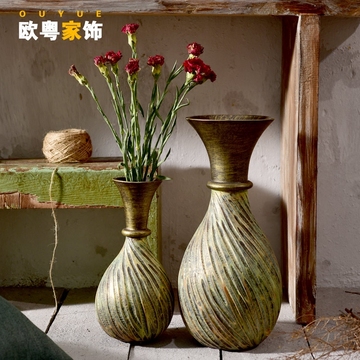 欧式复古家居工艺品软装饰品 树脂台面花瓶客厅摆件 干花花插花器