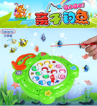 儿童钓鱼玩具电动大号卡通磁性旋转钓鱼套装 1-2-3岁宝宝益智玩具