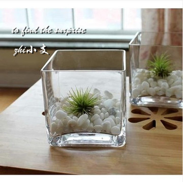 正方形水培玻璃方缸 创意花瓶 鱼缸 婚庆婚礼插花瓶台面花瓶田园