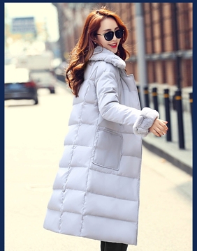 2015冬装欧美时尚大牌奢华白鹅绒中长款外套羽绒服女过膝加厚保暖