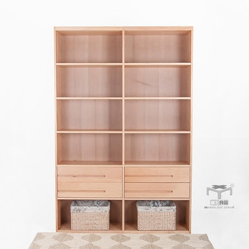 幽玄良品原创北欧日式风格榉木实木木蜡油涂装模块化组合书房书柜