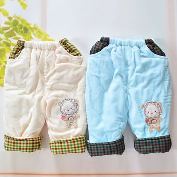 婴皇圣宝冬装0-6个月男女宝宝加厚棉裤婴幼儿单条冬天保暖裤子
