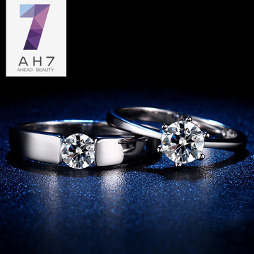 AH7银S925戒指环情侣款镶钻八心八箭 男女结婚礼对戒欧美时尚礼物