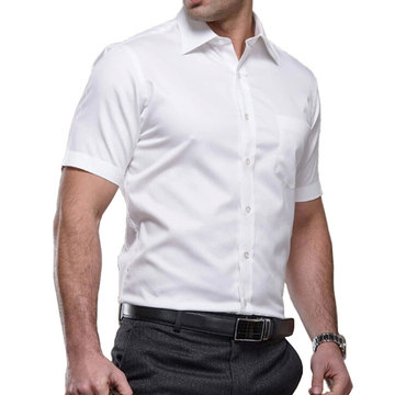 2015夏款爸爸装男士衬衫男短袖白色商务免烫宽松职业工作中年衬衣