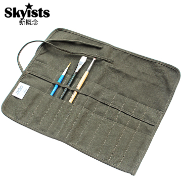 Skyists新概念便携帆布画笔袋毛笔插笔袋 卷式收纳笔帘 油画笔包