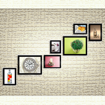 七框木质相框墙/照片组合墙/背景墙 墙面装饰品