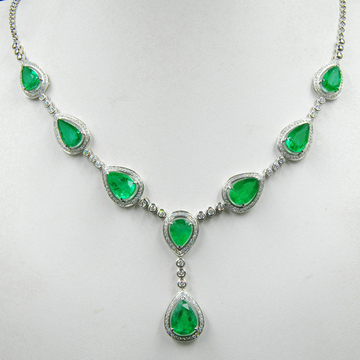 金宥福珠宝 18k金材质镶嵌 天然祖母绿项链耳坠两件套 顶级收藏