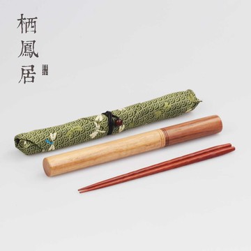 新款出口正品日式餐具便携式实木筷子筷桶收纳袋套装出差旅行筷子