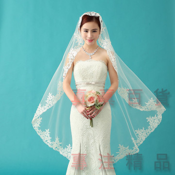 新娘头饰头纱造型短款蕾丝花边韩式婚纱配饰礼服结婚头纱白色新款