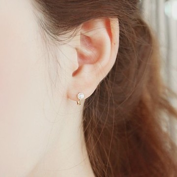 韩国纯银小耳钉 甜美可爱小珍珠 耳圈耳环耳扣耳骨耳饰女包邮