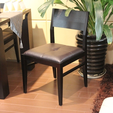 高档实木水曲柳餐椅黑色真皮室内个性椅子时尚简约桌椅创意凳子
