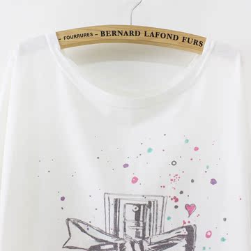 2016夏季新款韩版女装大码宽松中长款圆领蝴蝶结香水短袖T恤女