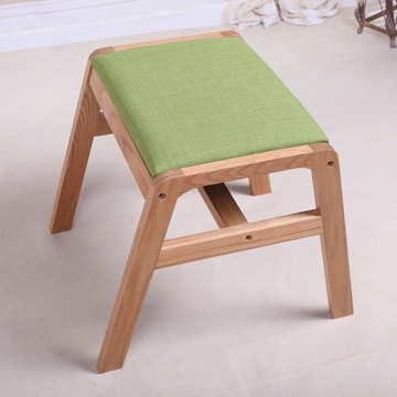 厂家直销换鞋凳实木矮凳日式梳妆凳简现代简约布艺凳子橡木家具