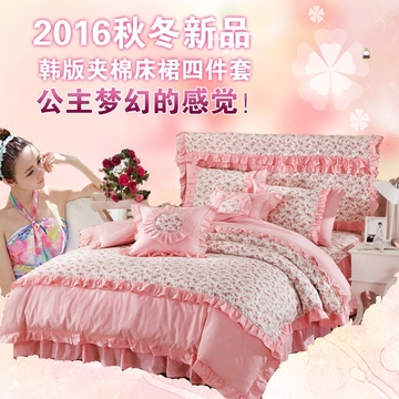 公主床上四件套韩式风淑女屋梦幻 纯棉床裙式绗缝夹棉2.0m1.8双人