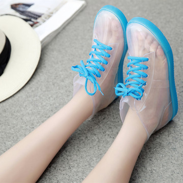 春夏雨鞋女 韩国学生防滑平跟短筒雨靴透明糖果水靴水鞋马丁胶鞋