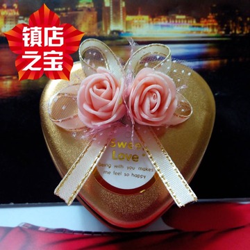 2015年创意婚庆喜糖盒子 土豪金 心形铁盒 马口铁结婚喜糖盒子