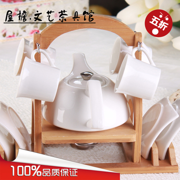 白瓷骨瓷茶具套装简约创意陶瓷茶壶套装水具茶具套装欧式冷热水壶