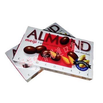 日本进口零食 meiji almond chocolate明治杏仁夹心巧克力88g
