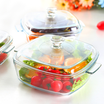 家用透明方形玻璃碗水果碗泡面碗汤碗耐热耐高温 微波炉烤箱适用