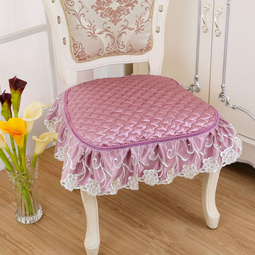 新款餐椅垫欧式高档纯色椅垫坐垫布艺蕾丝桌椅座垫凳子垫 可机洗