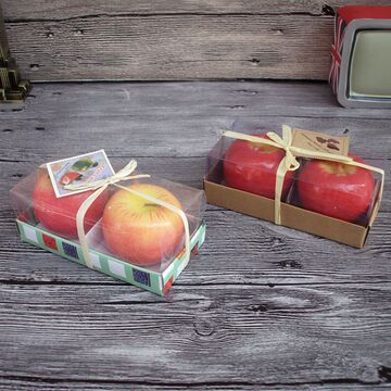 创意2个装仿真水果中号苹果蜡烛 圣诞节新年平安夜礼品