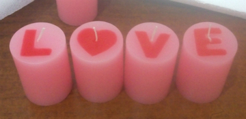 粉红色圆柱刻字母蜡烛love情人节表白情侣求爱专用经典时尚款包邮