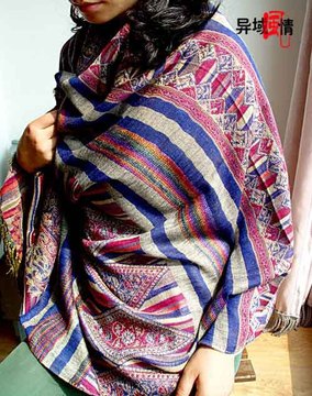 尼泊尔印度围巾大披肩民族风马海毛围巾纯手工秋冬季新款特色进口