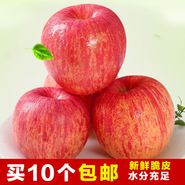 洛川红富士净重300g以上应季新鲜陕西苹果孕妇红富士特产10个包邮