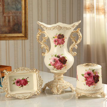 复古家居欧式烟灰缸 美式奢华创意客厅结婚礼物装饰品 花瓶摆件