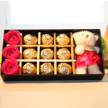 进口费列罗巧克力礼盒装香皂花礼盒教师节送女生老师浪漫生日礼物