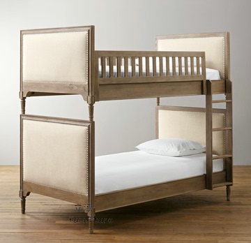 美式乡村实木儿童床 儿童套房家具组合 1.2米高低床 纯实木上下床