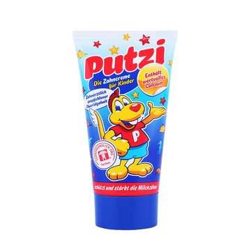 包邮 德国进口Putzi儿童可吞咽牙膏1-2-3-6岁宝宝可食用加钙牙膏
