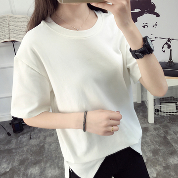 韩国韩范学生短袖纯色T恤女夏韩版宽松纯白体恤上衣夏天女装半袖