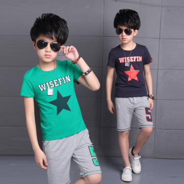 男童短袖中大童运动两件套2016儿童夏季韩版套头五角星图案套装潮